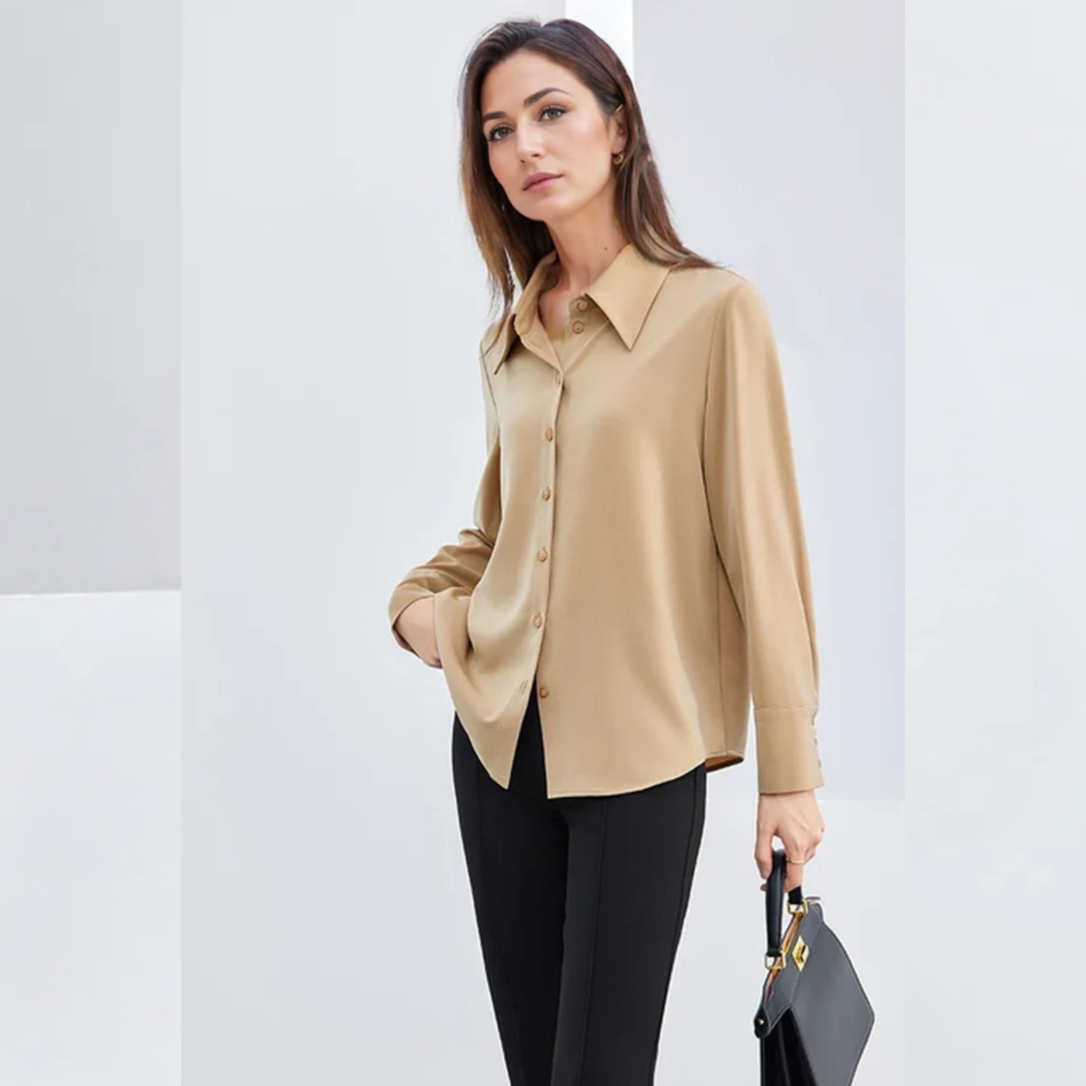 Camisa Social Amélie – Elegância Minimalista em Movimento