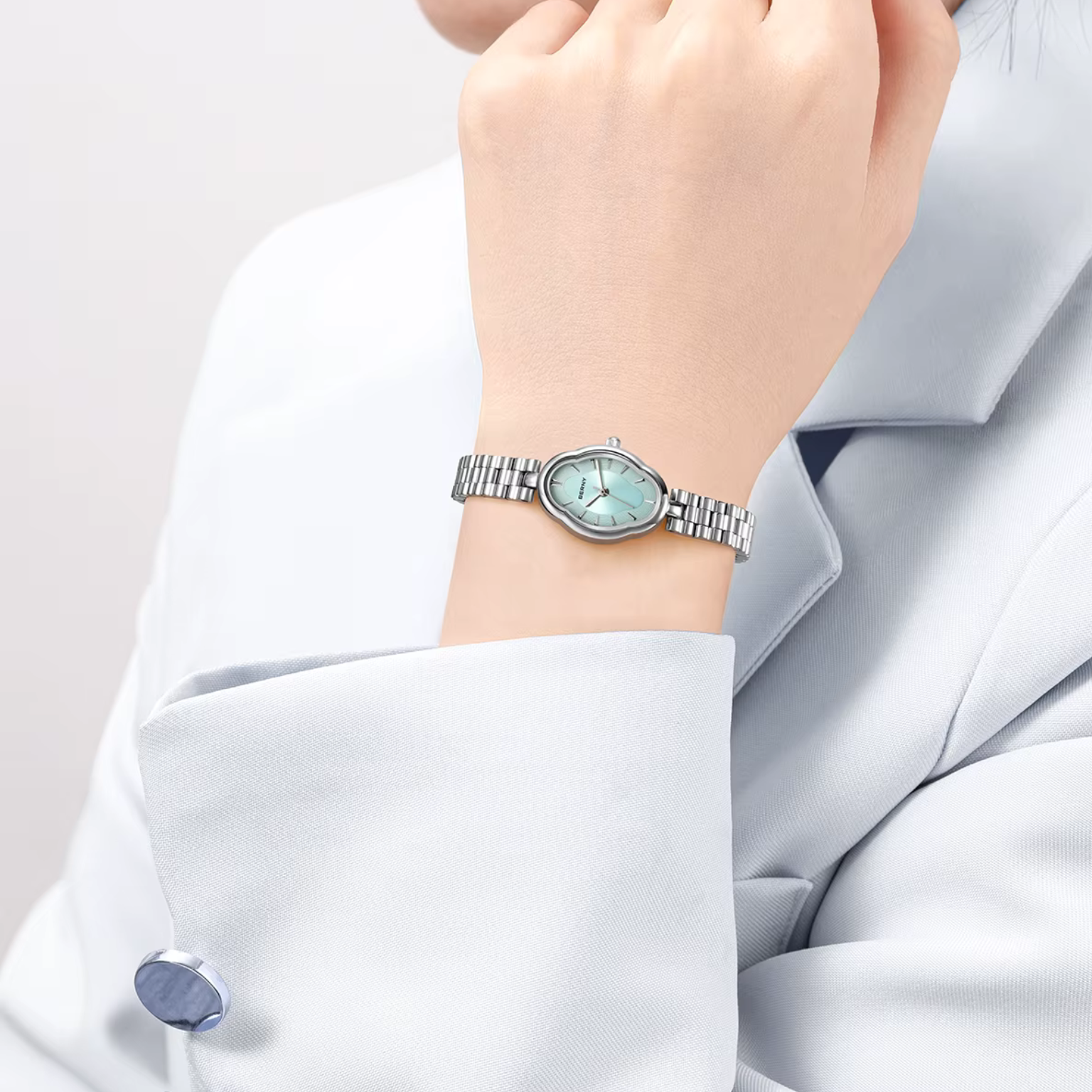 Relógio Feminino Berny Lunaria – Azul-Claro e Branco