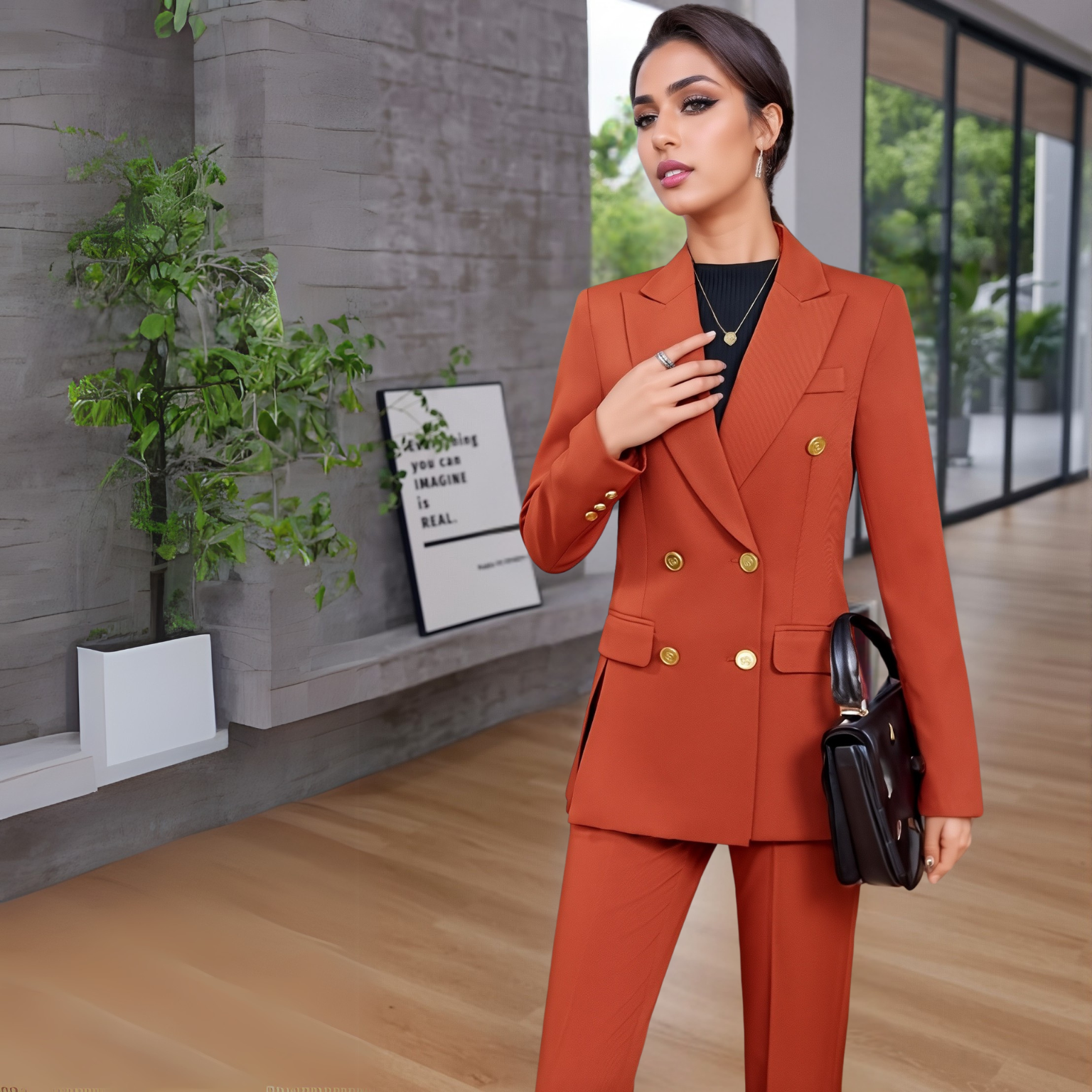 Blazer Henley – Blazer Feminino Alfaiataria com Botões Dourados
