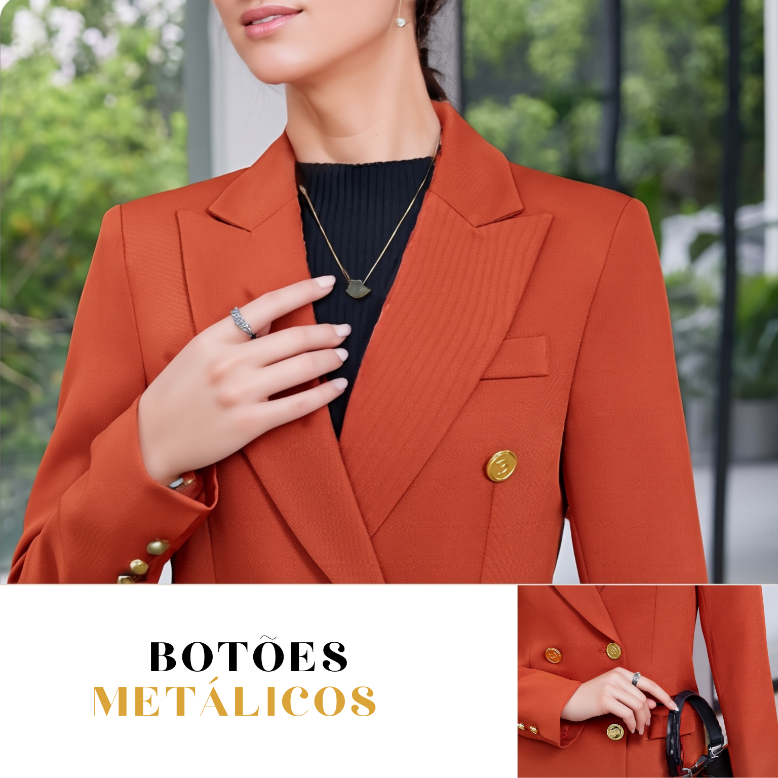 Blazer Henley – Blazer Feminino Alfaiataria com Botões Dourados 12