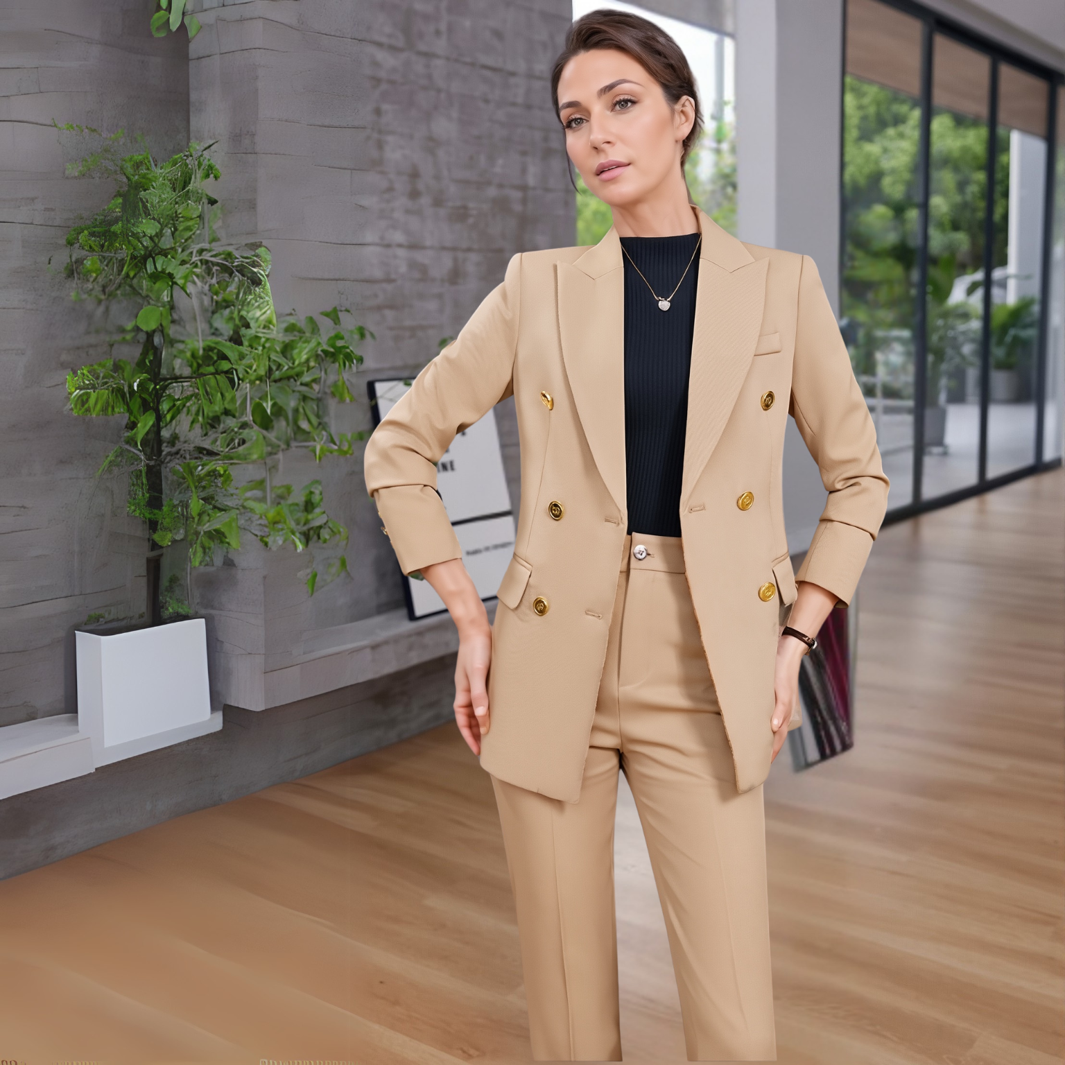 Blazer Henley – Blazer Feminino Alfaiataria com Botões Dourados 4