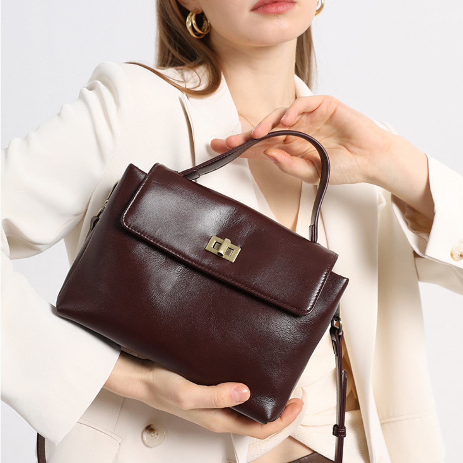 Bolsa Firenze – Bolsa Tiracolo Feminina de Couro Legítimo Vinho