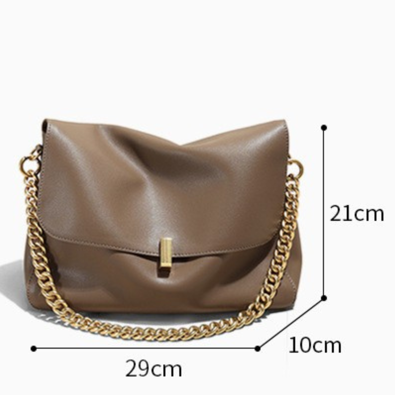 Bolsa Mirabella – Bolsa de couro feminina tiracolo com corrente