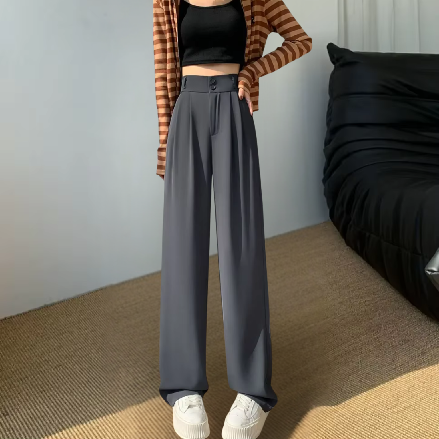 Calça Aria – Calça social feminina ampla de alfaiataria