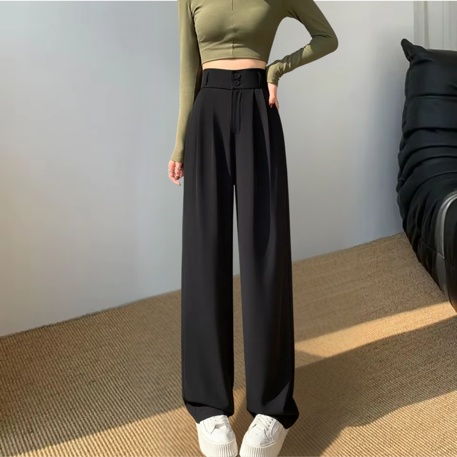 Calça Aria – Calça social feminina ampla de alfaiataria