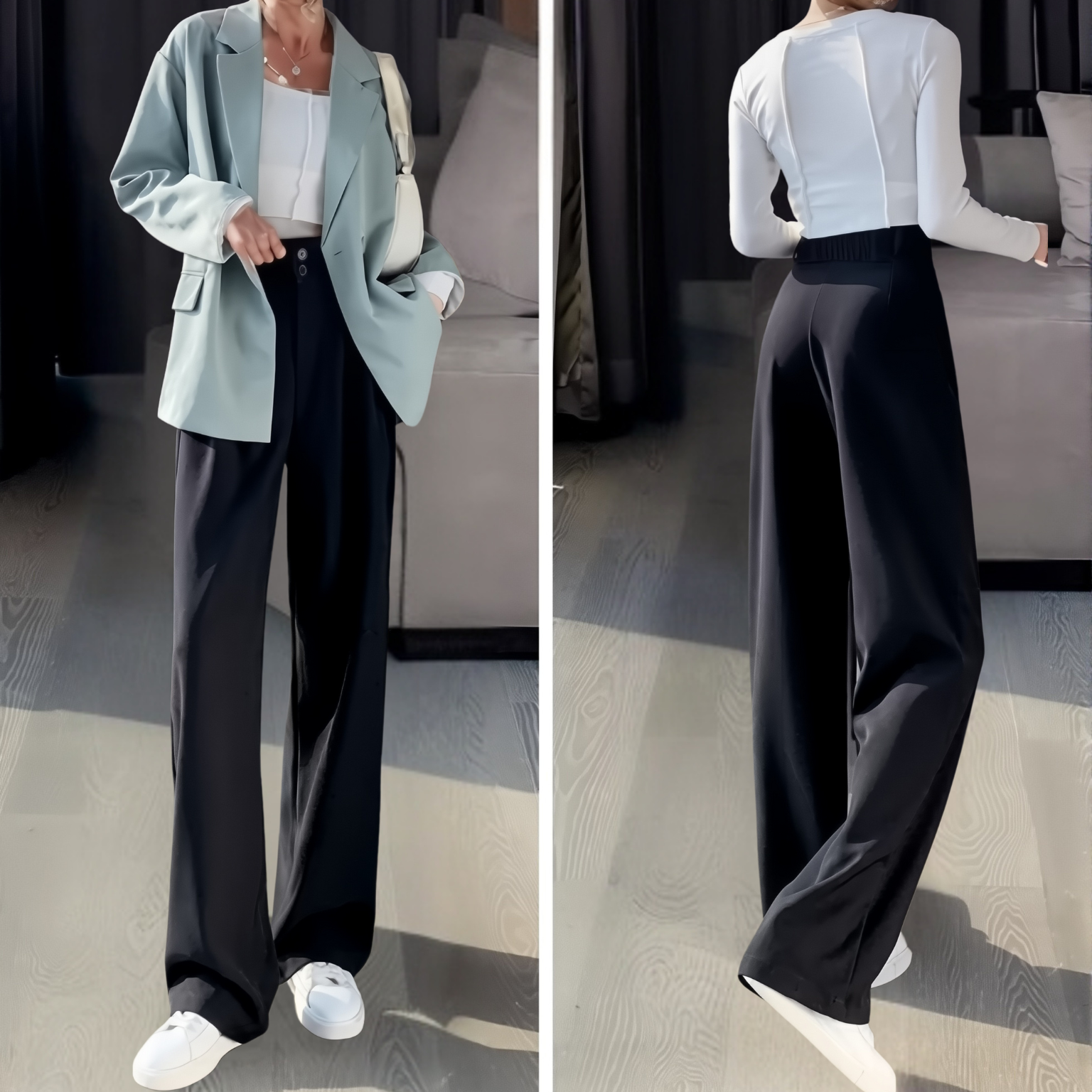 Calça Aria – Calça social feminina ampla de alfaiataria