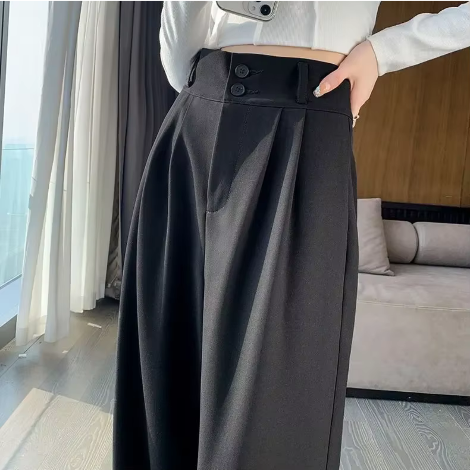 Calça Aria – Calça social feminina ampla de alfaiataria