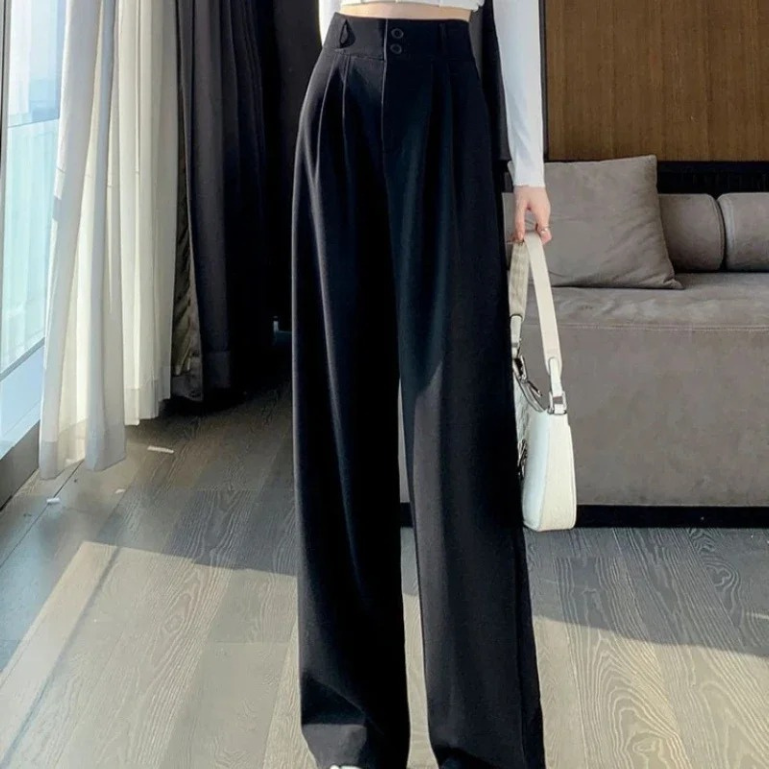 Calça Aria – Calça social feminina ampla de alfaiataria