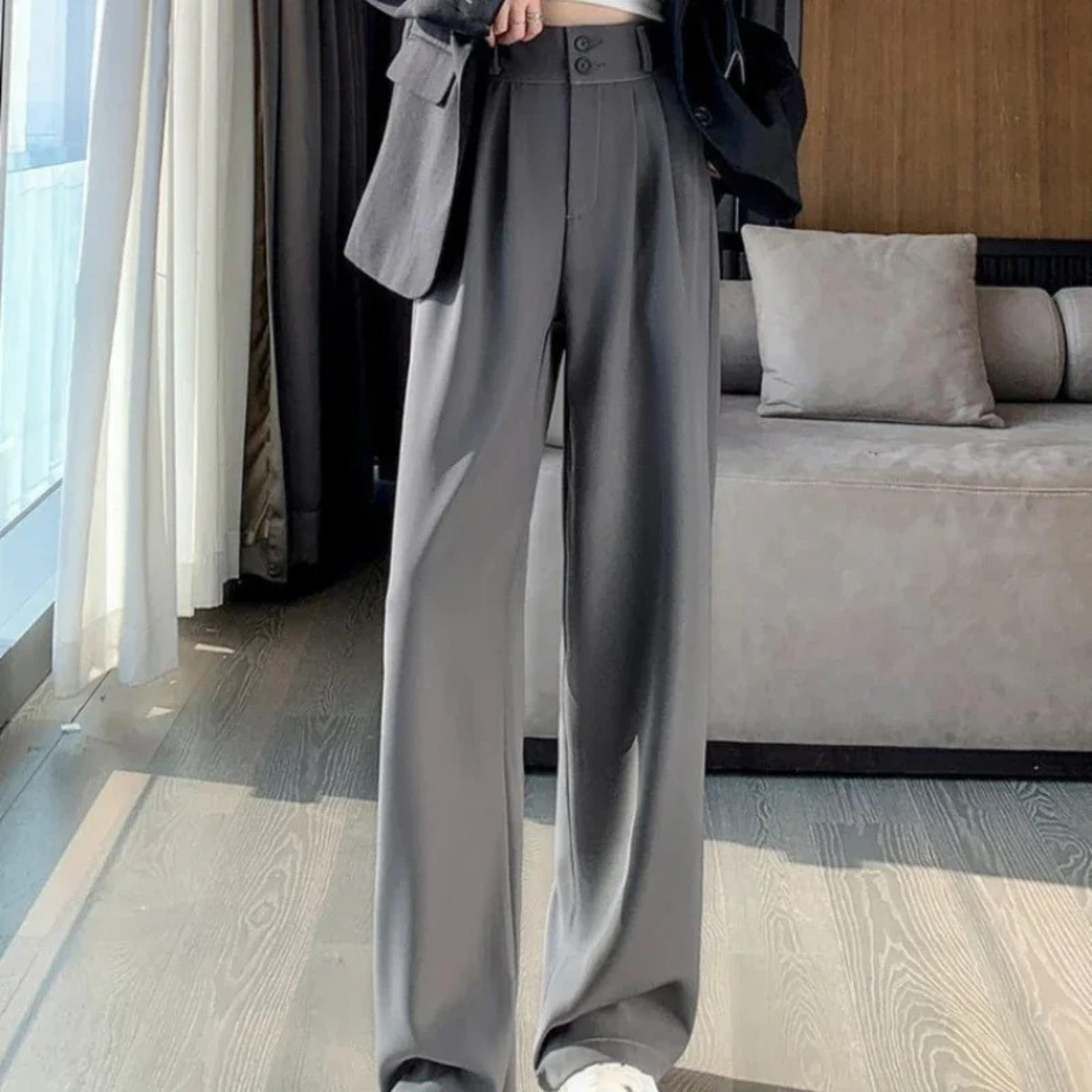 Calça Aria – Calça social feminina ampla de alfaiataria