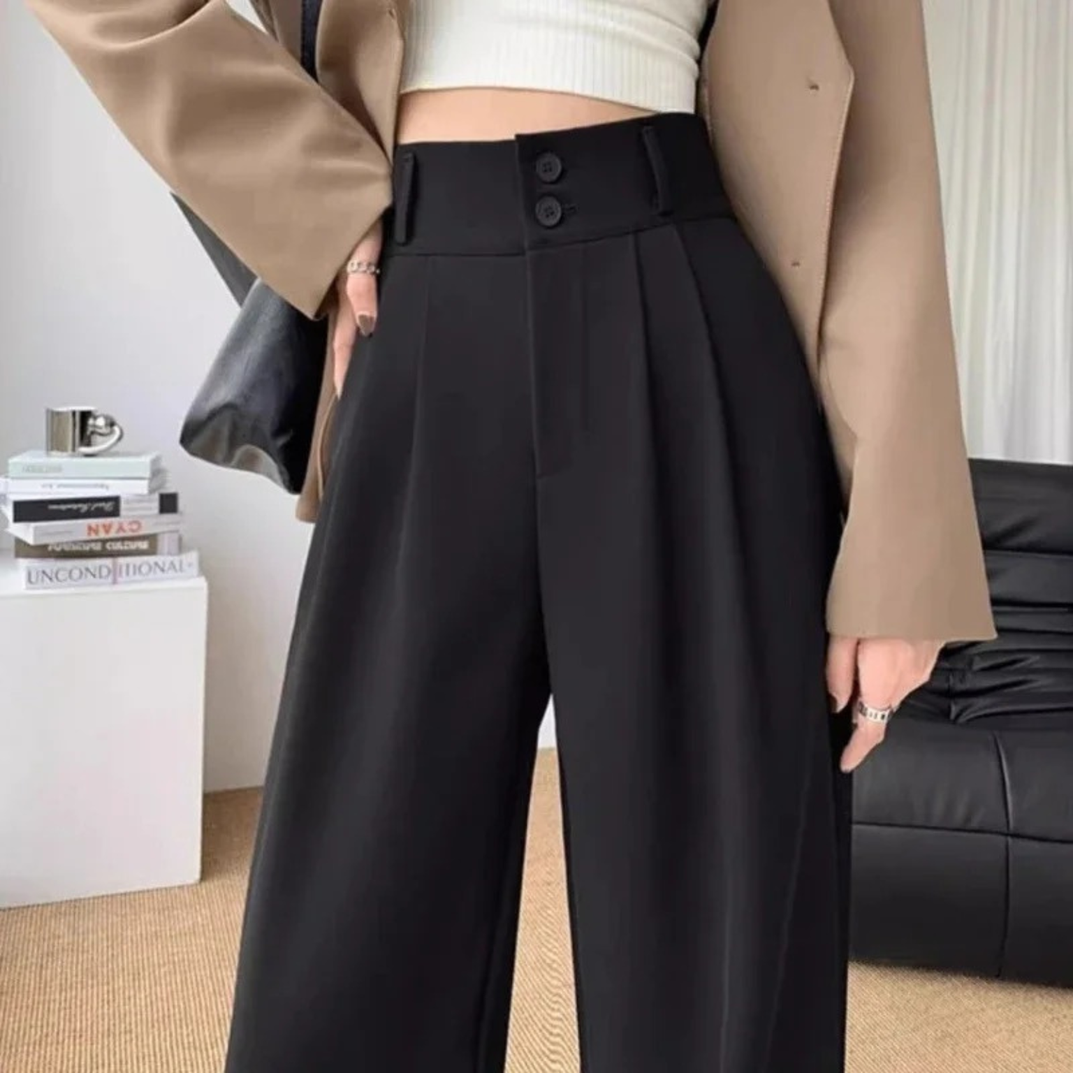 Calça Aria – Calça social feminina ampla de alfaiataria
